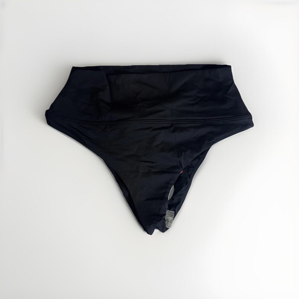 Prana Swimsuit Bottom Women XS Black Aurella High Rise Cheeky UPF 50 Scrunch